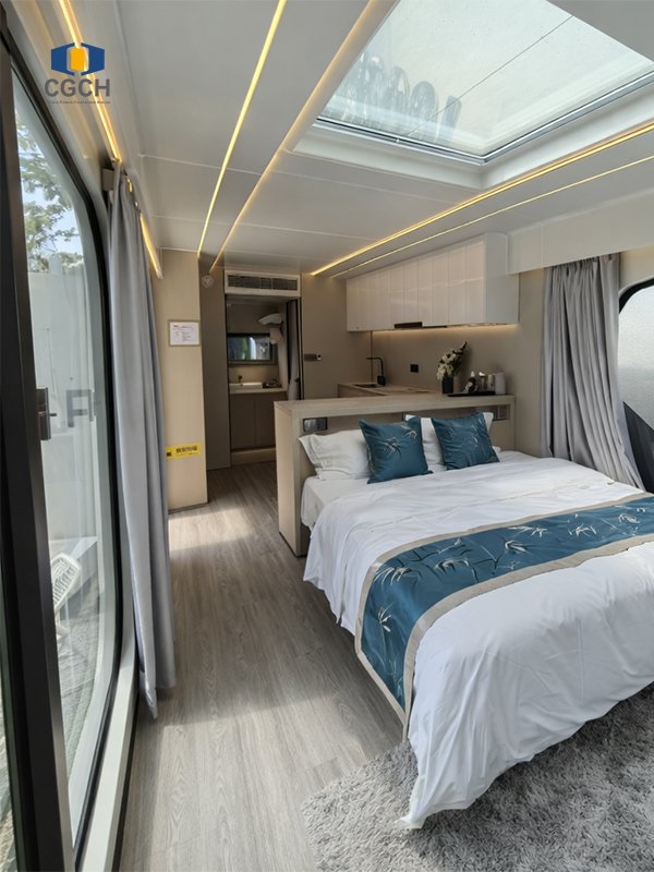 P5-CGCH space capsule house-interior details1 CGCH Space Capsule House P5 – 31.4㎡ Premium Prefab Cabin with Kitchen for Boutique Resorts