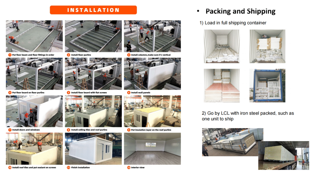 modular homes-installation of detachable container house