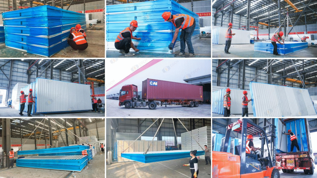 modular homes-transportation of flat pack container house