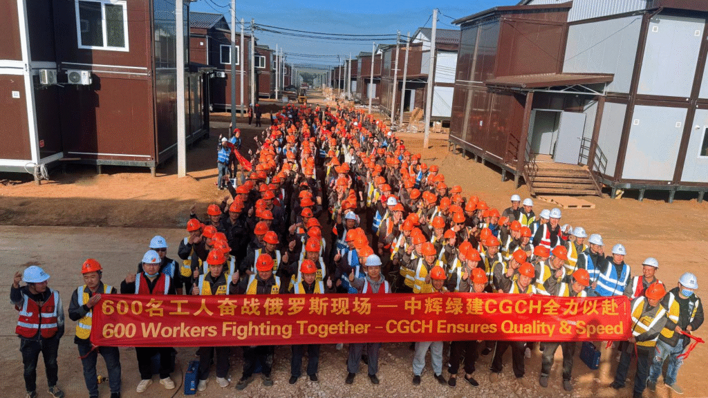 modular homes-CGCH flat-pack container house 8000 units in Russia-600 installation engineers on-site